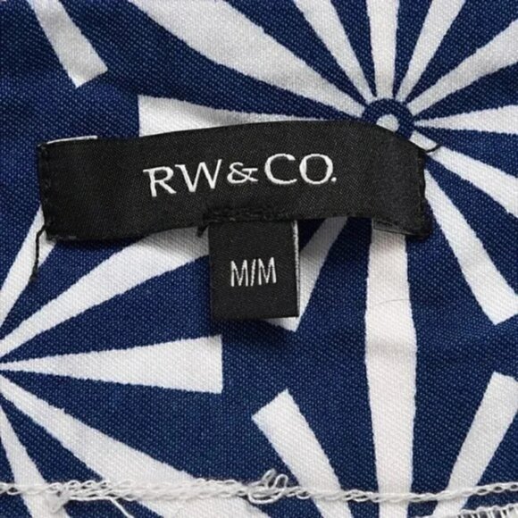 RW&CO. Pencil Skirt Blue White Floral/Starburst Pattern‎  Viscose Medium - Picture 4 of 5
